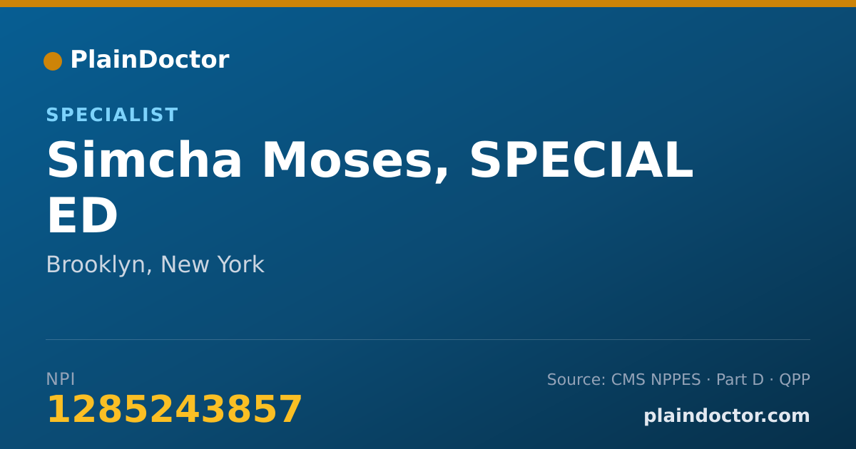 Shareable card for Simcha Moses, SPECIAL ED - Specialist, Brooklyn, NY