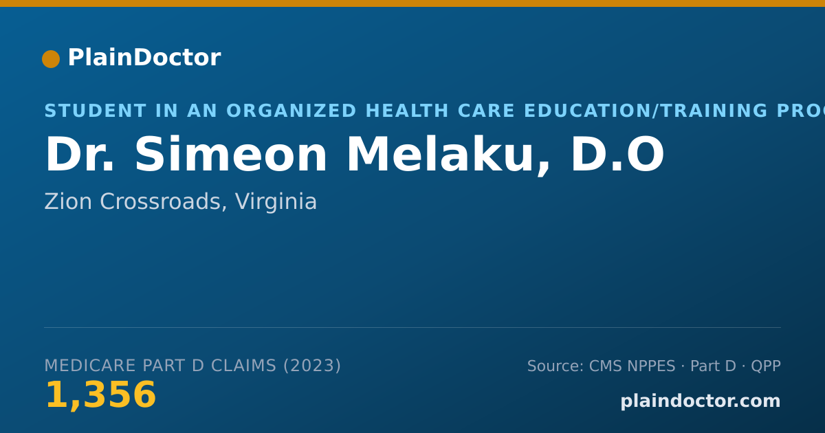 Shareable card for Simeon Melaku, D.O - Student in an Organized Health Care Education/Training Program, Zion Crossroads, VA