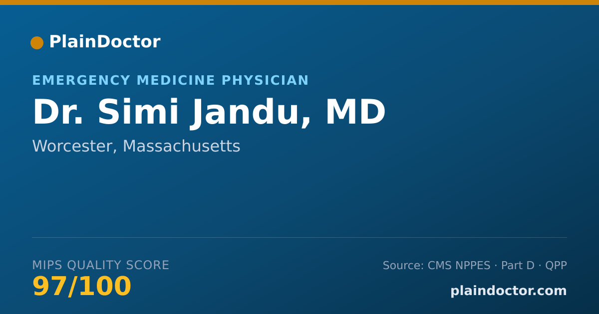 Shareable card for Simi Jandu, MD - Emergency Medicine Physician, Worcester, MA