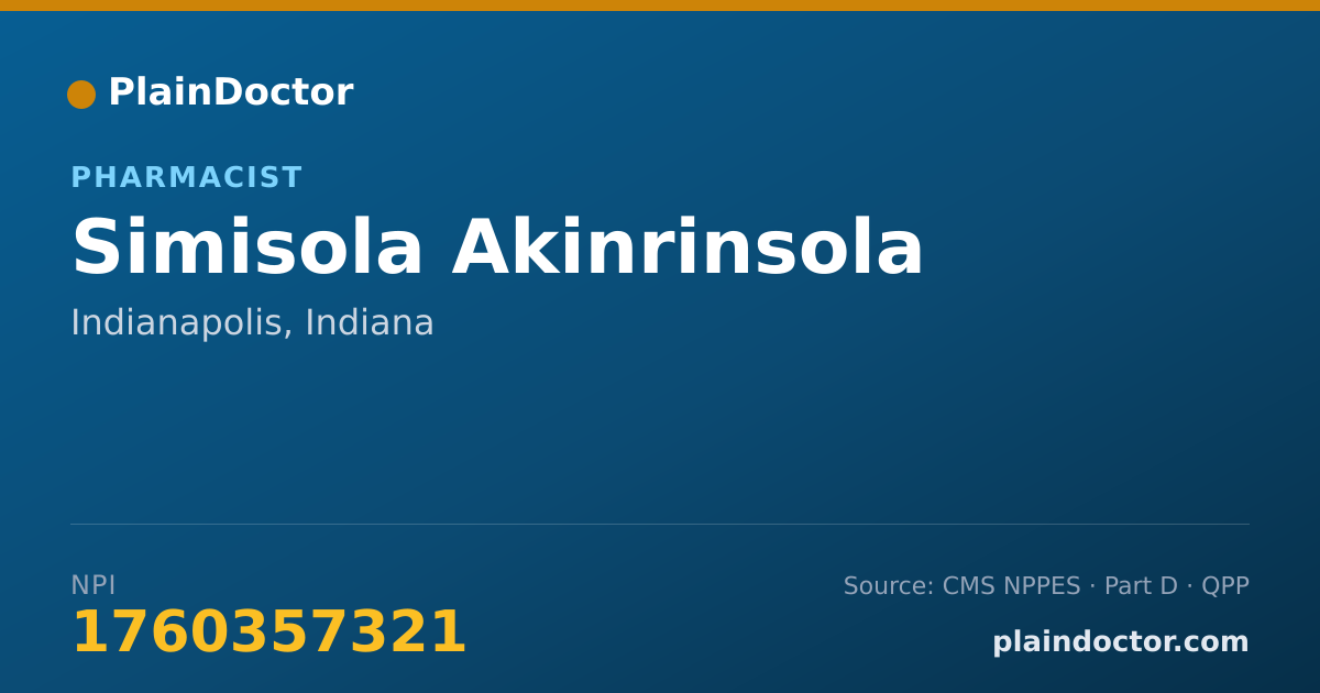 Shareable card for Simisola Akinrinsola - Pharmacist, Indianapolis, IN