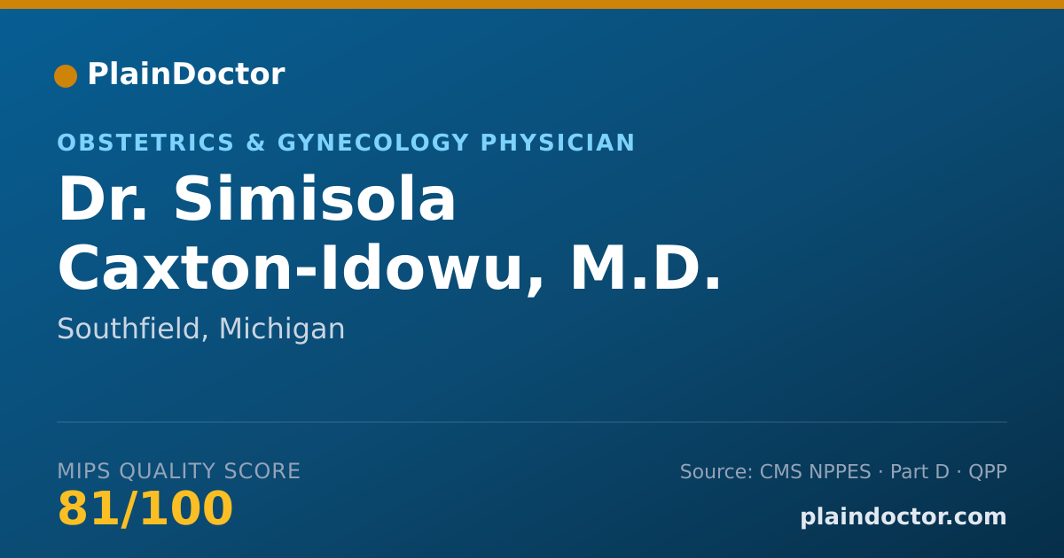 Shareable card for Simisola Caxton-Idowu, M.D. - Obstetrics & Gynecology Physician, Southfield, MI