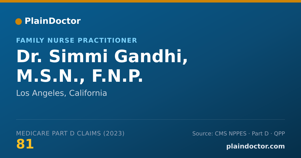 Shareable card for Simmi Gandhi, M.S.N., F.N.P. - Family Nurse Practitioner, Los Angeles, CA