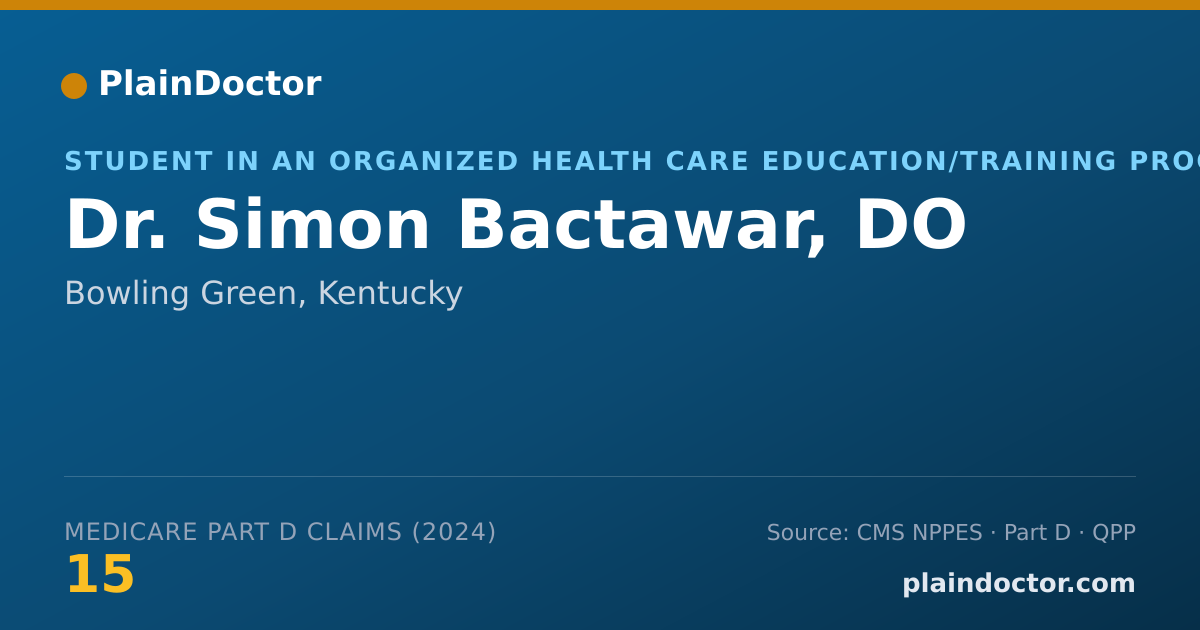 Shareable card for Simon Bactawar, DO - Student in an Organized Health Care Education/Training Program, Bowling Green, KY