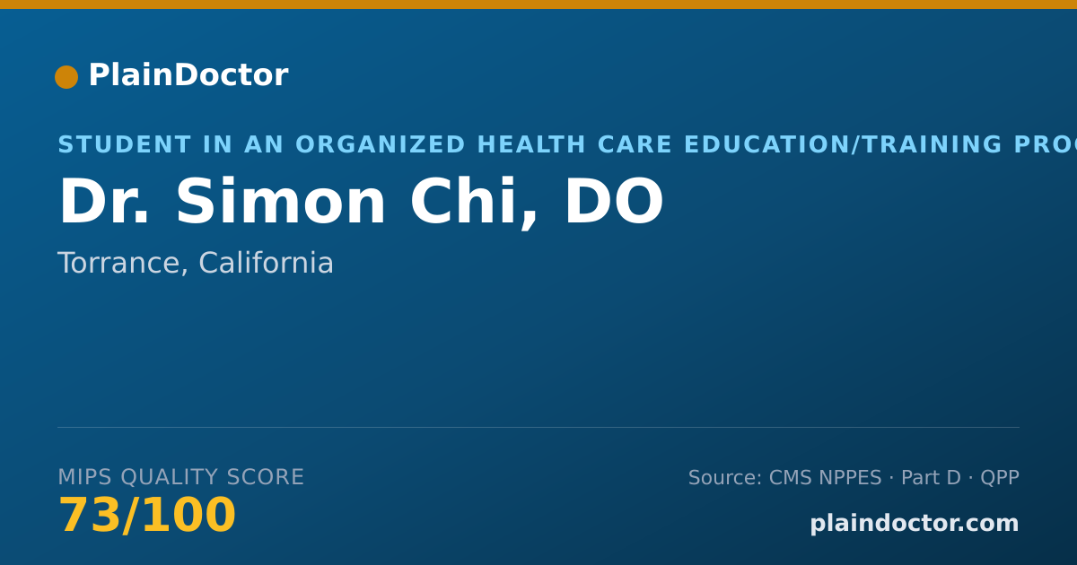 Shareable card for Simon Chi, DO - Student in an Organized Health Care Education/Training Program, Torrance, CA