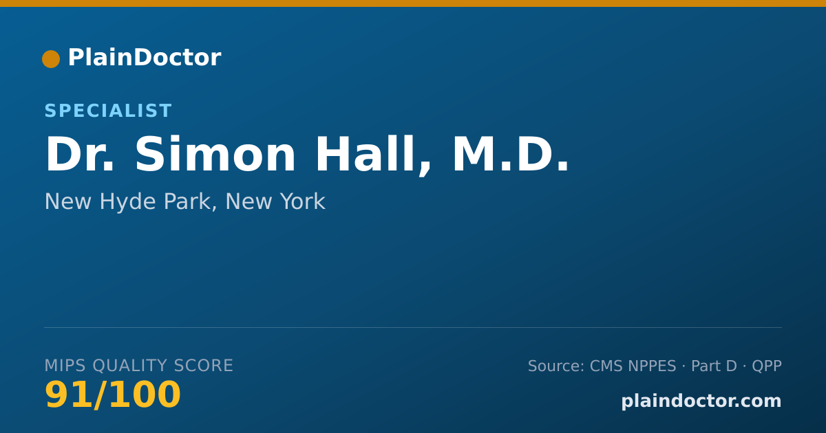 Shareable card for Simon Hall, M.D. - Specialist, New Hyde Park, NY
