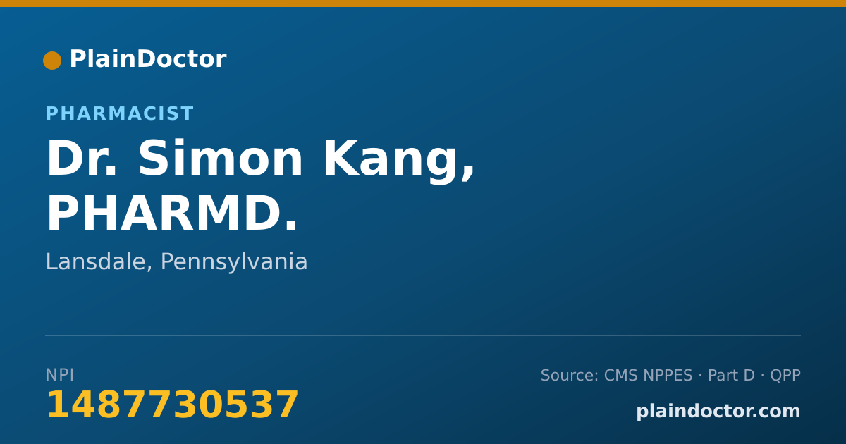 Shareable card for Simon Kang, PHARMD. - Pharmacist, Lansdale, PA