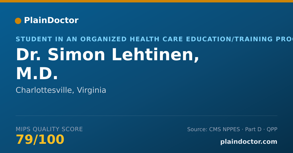 Shareable card for Simon Lehtinen, M.D. - Student in an Organized Health Care Education/Training Program, Charlottesville, VA