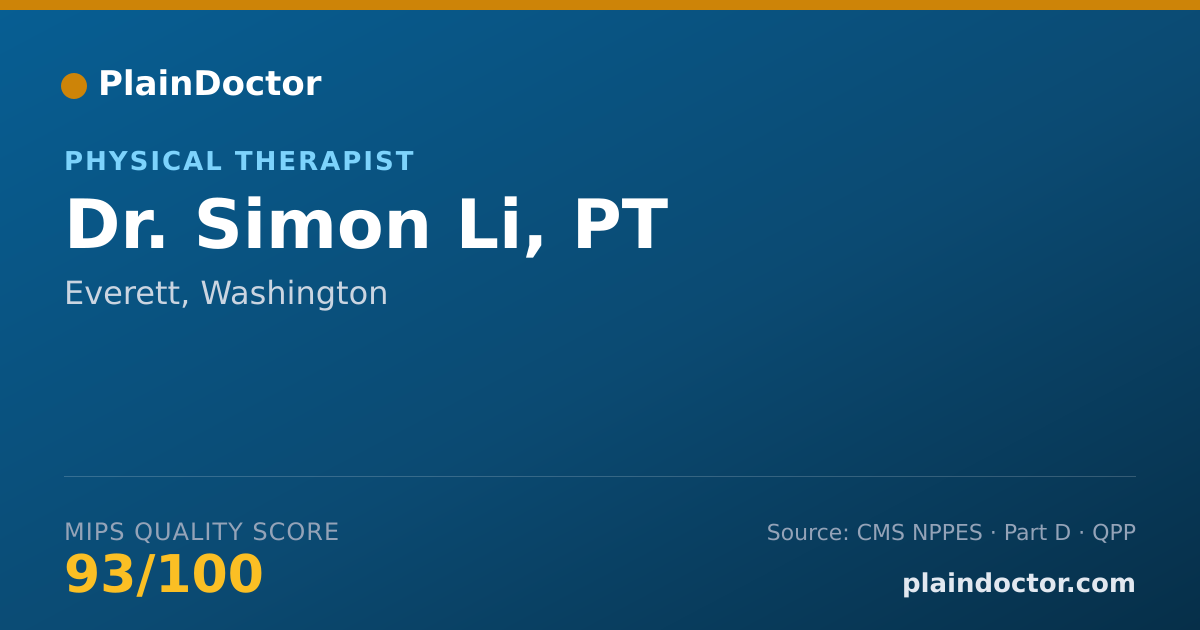 Shareable card for Simon Li, PT - Physical Therapist, Everett, WA