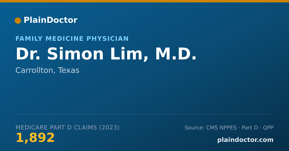 Shareable card for Simon Lim, M.D. - Family Medicine Physician, Carrollton, TX