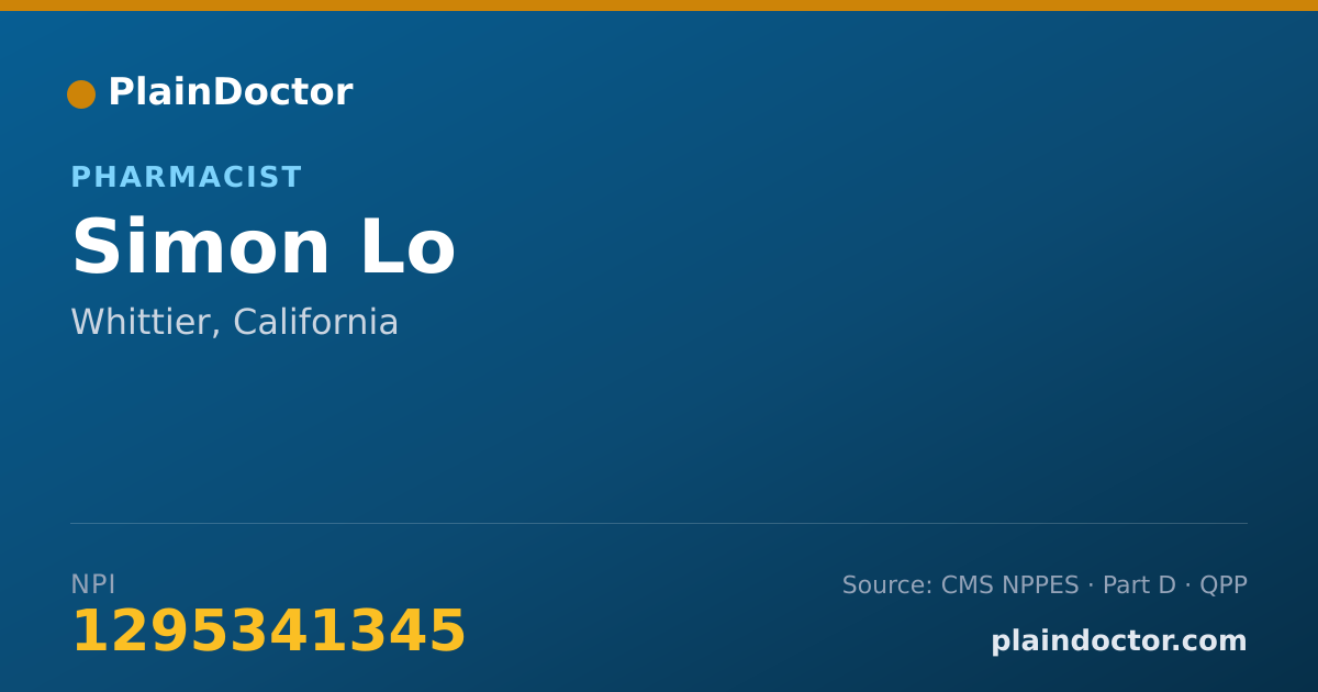 Shareable card for Simon Lo - Pharmacist, Whittier, CA