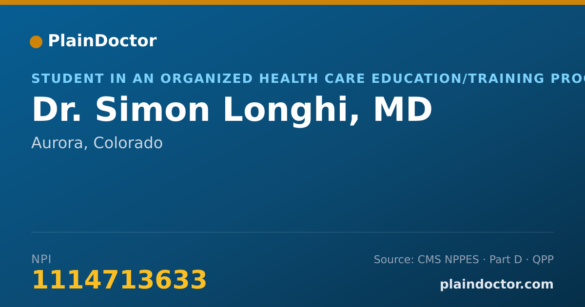 Shareable card for Simon Longhi, MD - Student in an Organized Health Care Education/Training Program, Aurora, CO