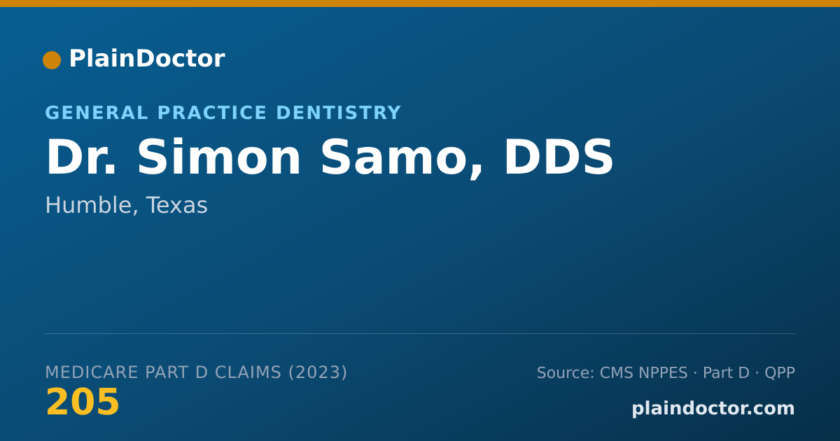 Shareable card for Simon Samo, DDS - General Practice Dentistry, Humble, TX