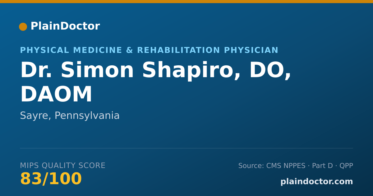 Shareable card for Simon Shapiro, DO, DAOM - Physical Medicine & Rehabilitation Physician, Sayre, PA