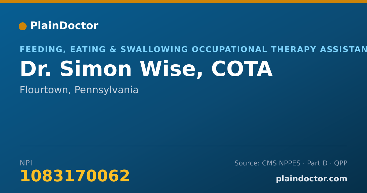 Shareable card for Simon Wise, COTA - Feeding, Eating & Swallowing Occupational Therapy Assistant, Flourtown, PA