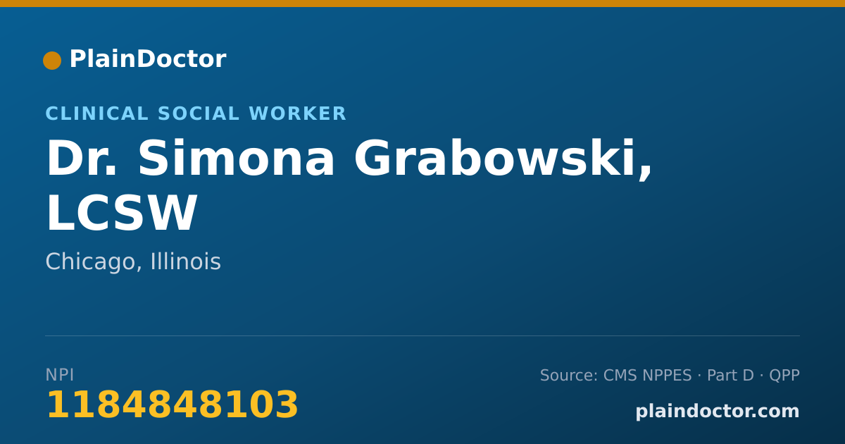 Shareable card for Simona Grabowski, LCSW - Clinical Social Worker, Chicago, IL