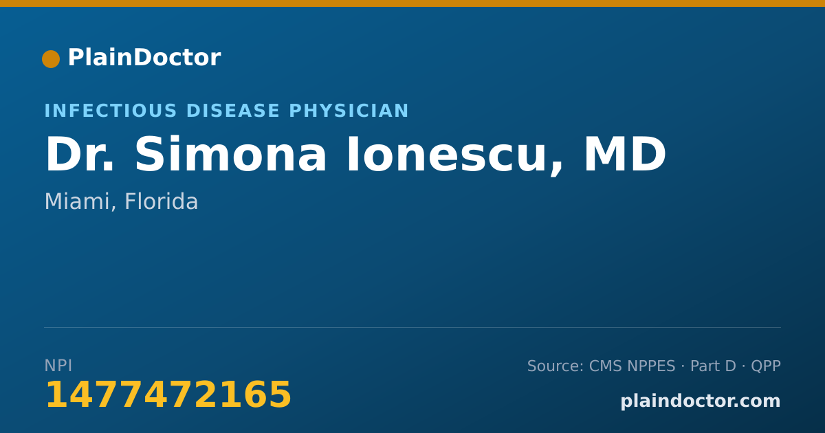 Shareable card for Simona Ionescu, MD - Infectious Disease Physician, Miami, FL