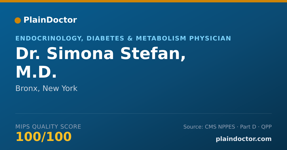 Shareable card for Simona Stefan, M.D. - Endocrinology, Diabetes & Metabolism Physician, Bronx, NY