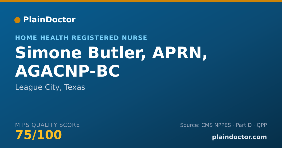 Shareable card for Simone Butler, APRN, AGACNP-BC - Home Health Registered Nurse, League City, TX