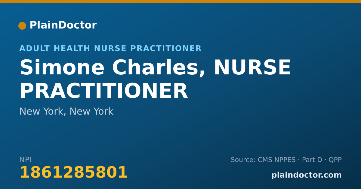 Shareable card for Simone Charles, NURSE PRACTITIONER - Adult Health Nurse Practitioner, New York, NY