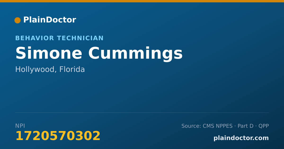 Shareable card for Simone Cummings - Behavior Technician, Hollywood, FL