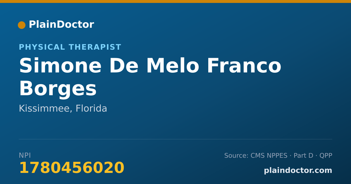 Shareable card for Simone De Melo Franco Borges - Physical Therapist, Kissimmee, FL
