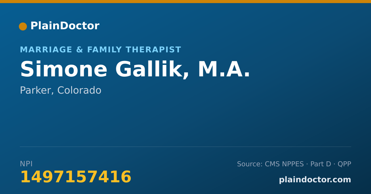Shareable card for Simone Gallik, M.A. - Marriage & Family Therapist, Parker, CO