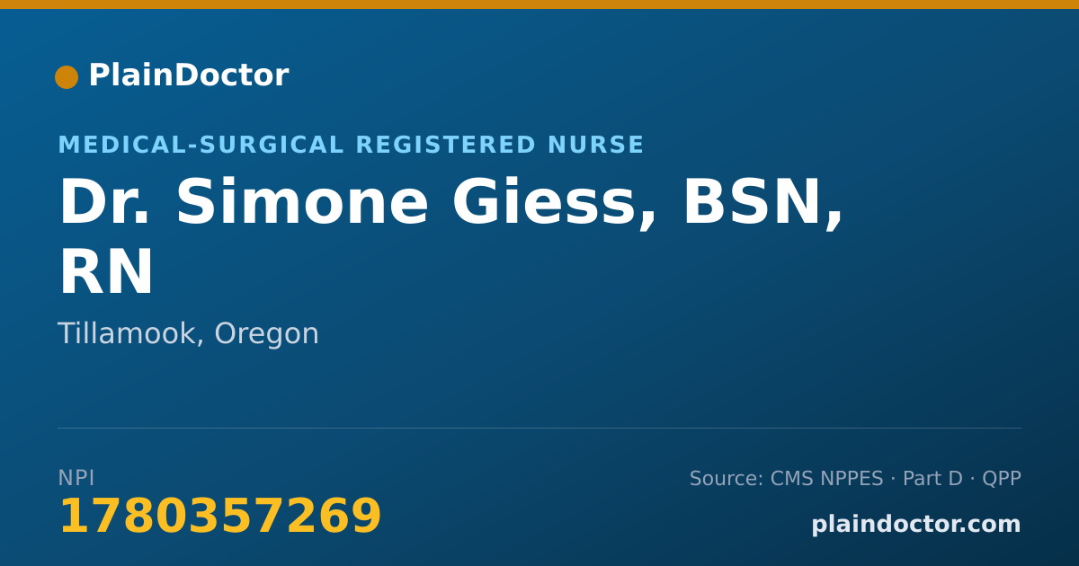 Shareable card for Simone Giess, BSN, RN - Medical-Surgical Registered Nurse, Tillamook, OR