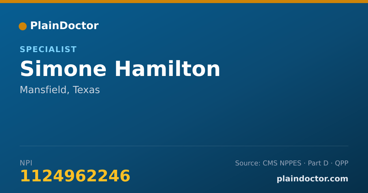 Shareable card for Simone Hamilton - Specialist, Mansfield, TX