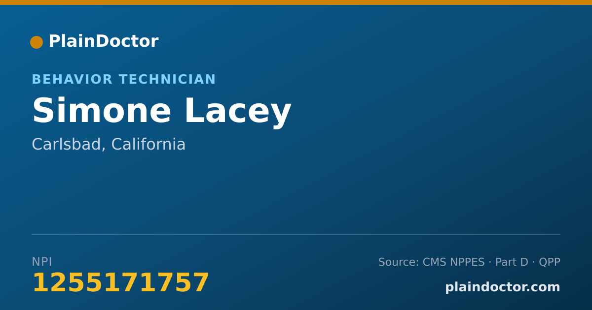 Shareable card for Simone Lacey - Behavior Technician, Carlsbad, CA