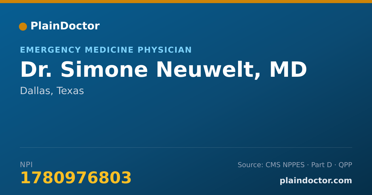 Shareable card for Simone Neuwelt, MD - Emergency Medicine Physician, Dallas, TX