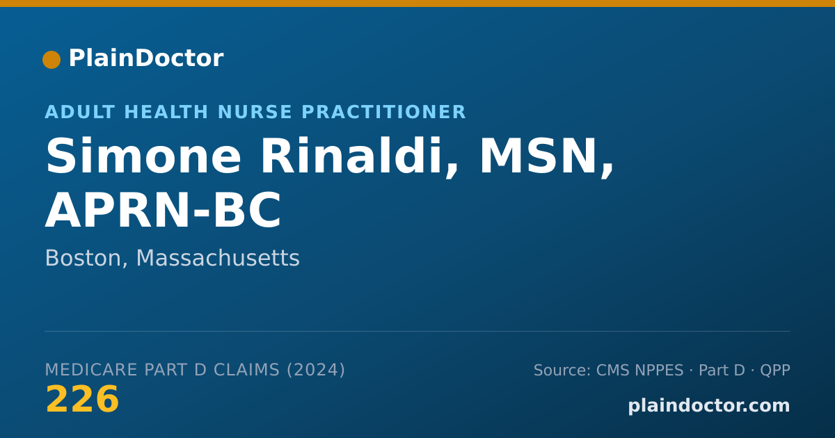 Shareable card for Simone Rinaldi, MSN, APRN-BC - Adult Health Nurse Practitioner, Boston, MA
