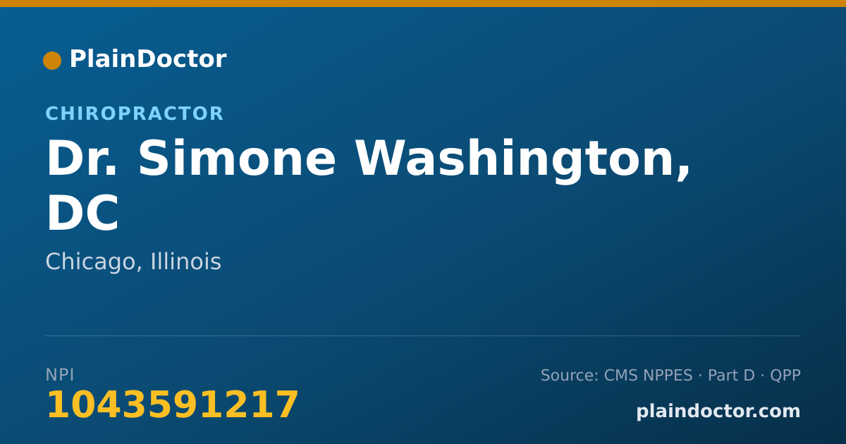 Shareable card for Simone Washington, DC - Chiropractor, Chicago, IL