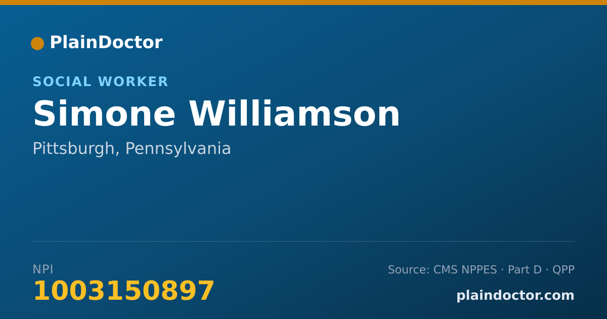 Shareable card for Simone Williamson - Social Worker, Pittsburgh, PA