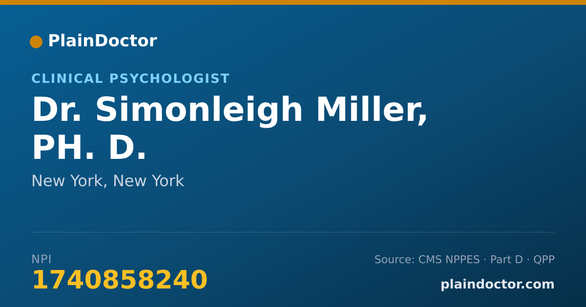 Shareable card for Simonleigh Miller, PH. D. - Clinical Psychologist, New York, NY