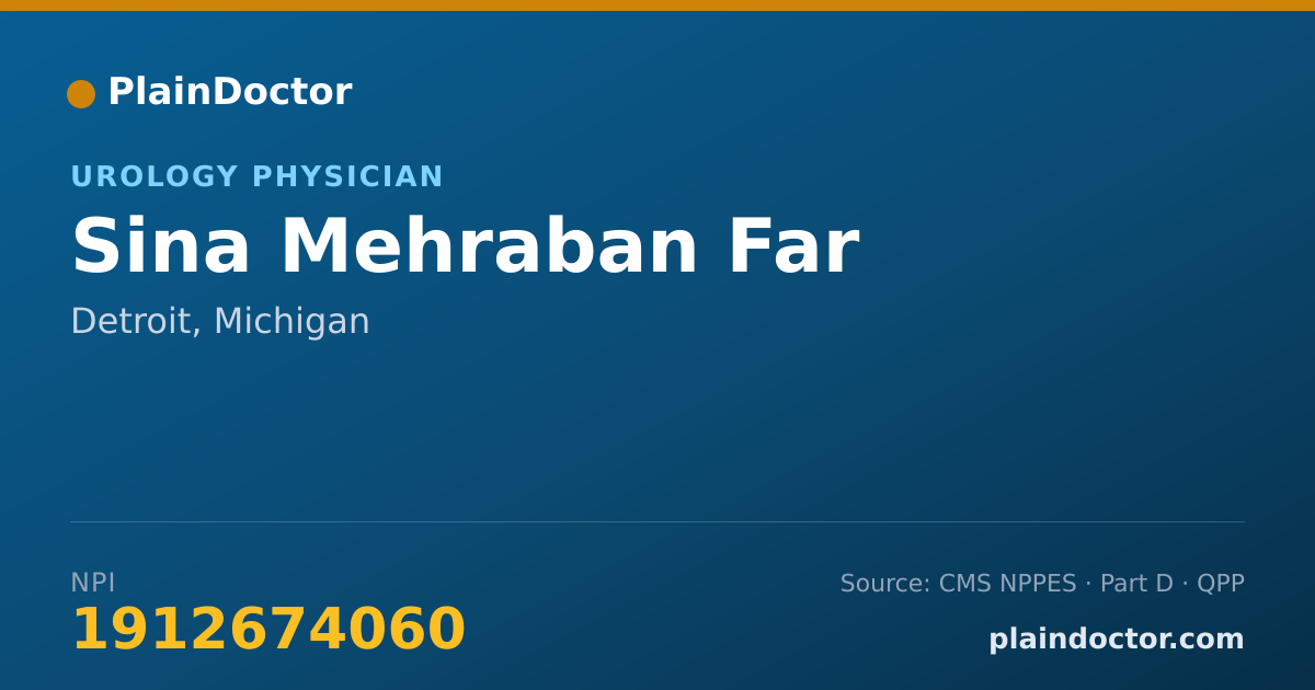 Shareable card for Sina Mehraban Far - Urology Physician, Detroit, MI