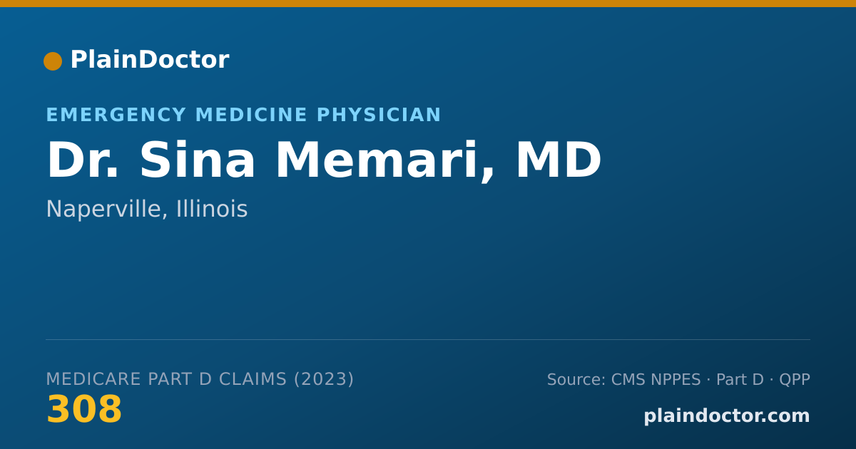 Shareable card for Sina Memari, MD - Emergency Medicine Physician, Naperville, IL