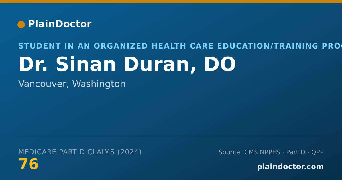 Shareable card for Sinan Duran, DO - Student in an Organized Health Care Education/Training Program, Vancouver, WA