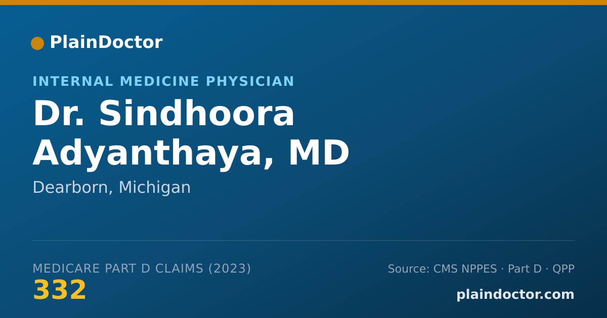 Shareable card for Sindhoora Adyanthaya, MD - Internal Medicine Physician, Dearborn, MI