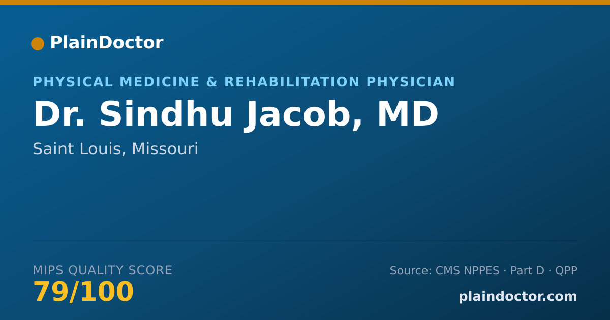 Shareable card for Sindhu Jacob, MD - Physical Medicine & Rehabilitation Physician, Saint Louis, MO