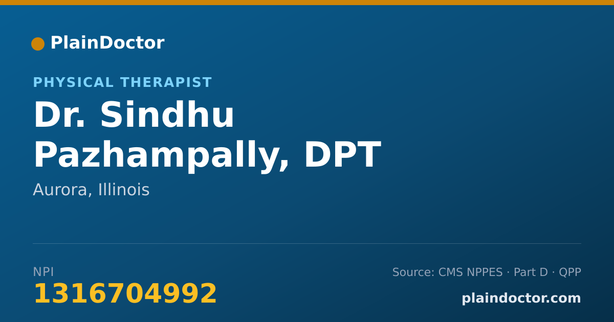Shareable card for Sindhu Pazhampally, DPT - Physical Therapist, Aurora, IL