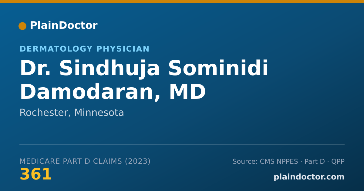Shareable card for Sindhuja Sominidi Damodaran, MD - Dermatology Physician, Rochester, MN