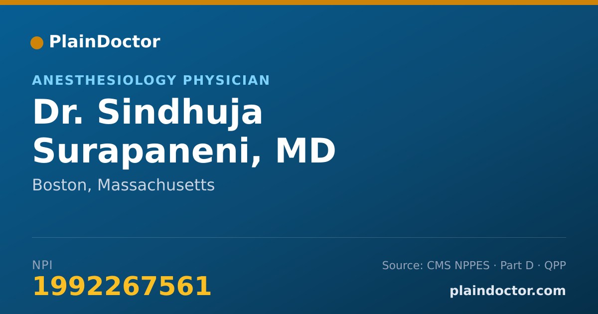 Shareable card for Sindhuja Surapaneni, MD - Anesthesiology Physician, Boston, MA