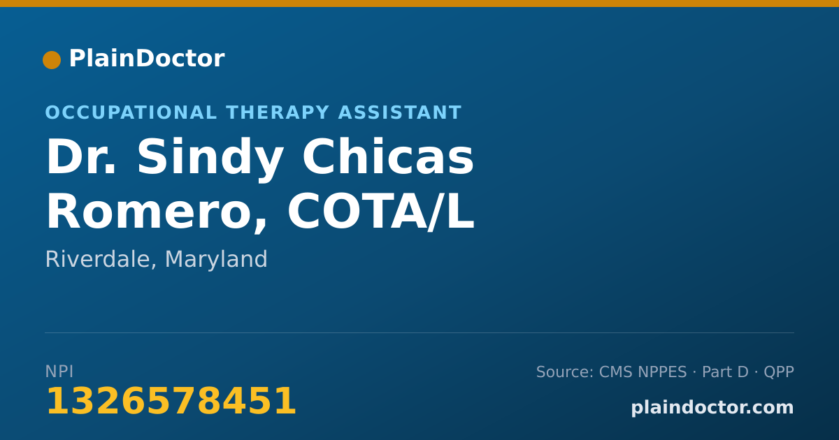 Shareable card for Sindy Chicas Romero, COTA/L - Occupational Therapy Assistant, Riverdale, MD