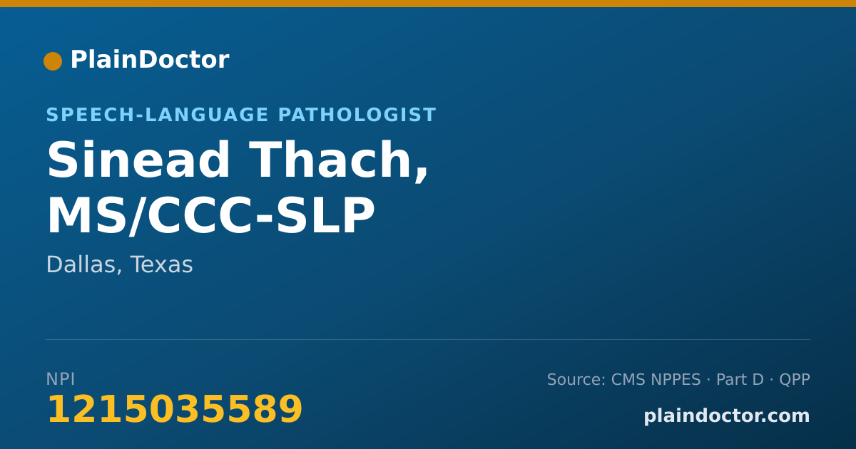 Shareable card for Sinead Thach, MS/CCC-SLP - Speech-Language Pathologist, Dallas, TX