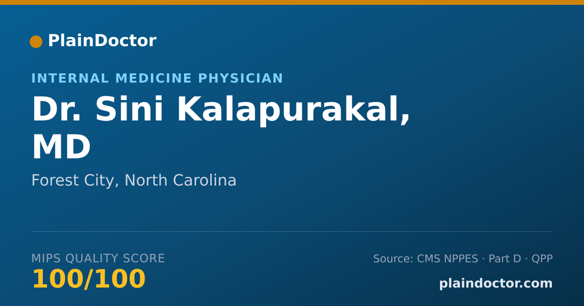 Shareable card for Sini Kalapurakal, MD - Internal Medicine Physician, Forest City, NC