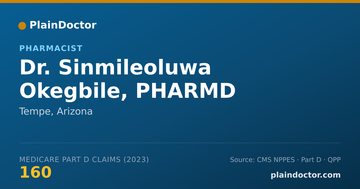 Shareable card for Sinmileoluwa Okegbile, PHARMD - Pharmacist, Tempe, AZ