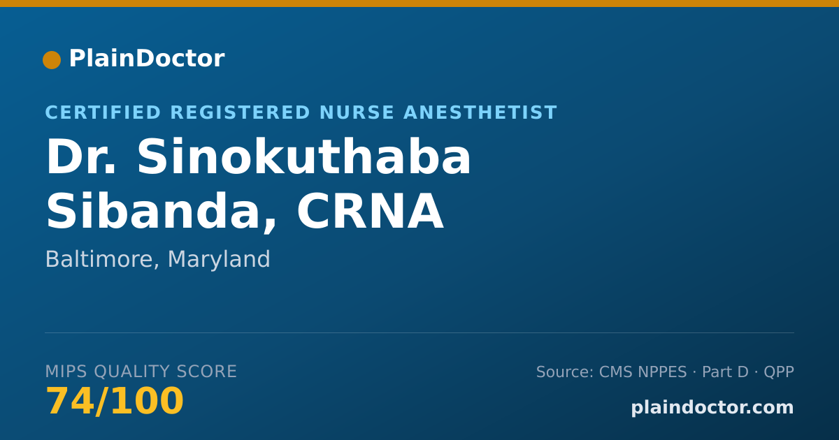 Shareable card for Sinokuthaba Sibanda, CRNA - Certified Registered Nurse Anesthetist, Baltimore, MD