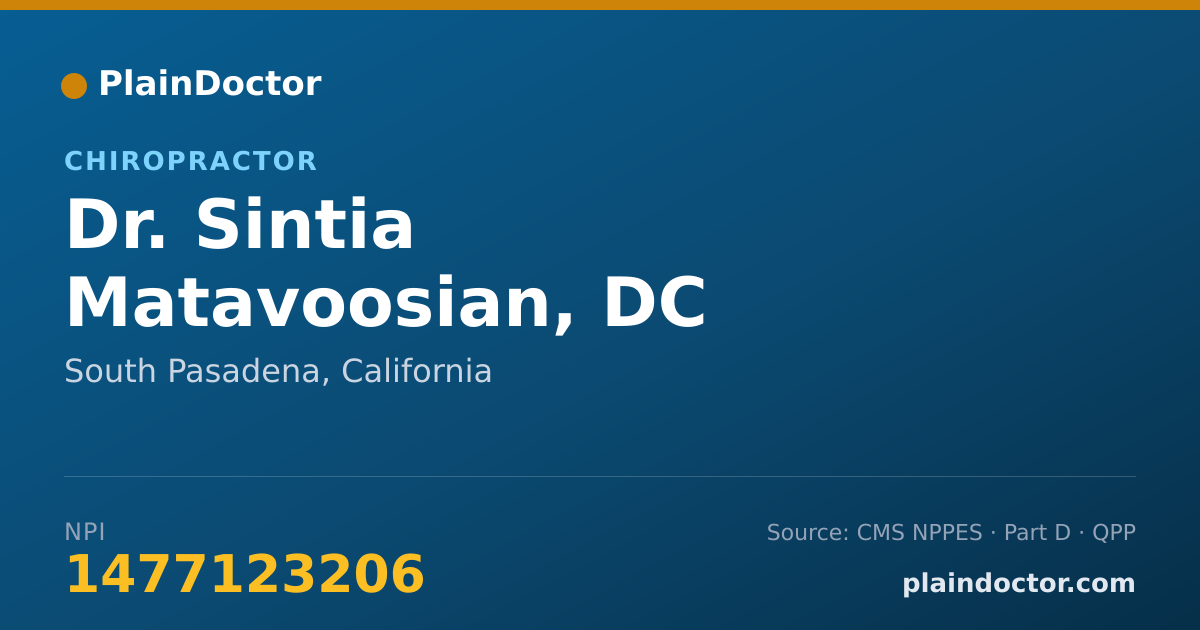 Shareable card for Sintia Matavoosian, DC - Chiropractor, South Pasadena, CA