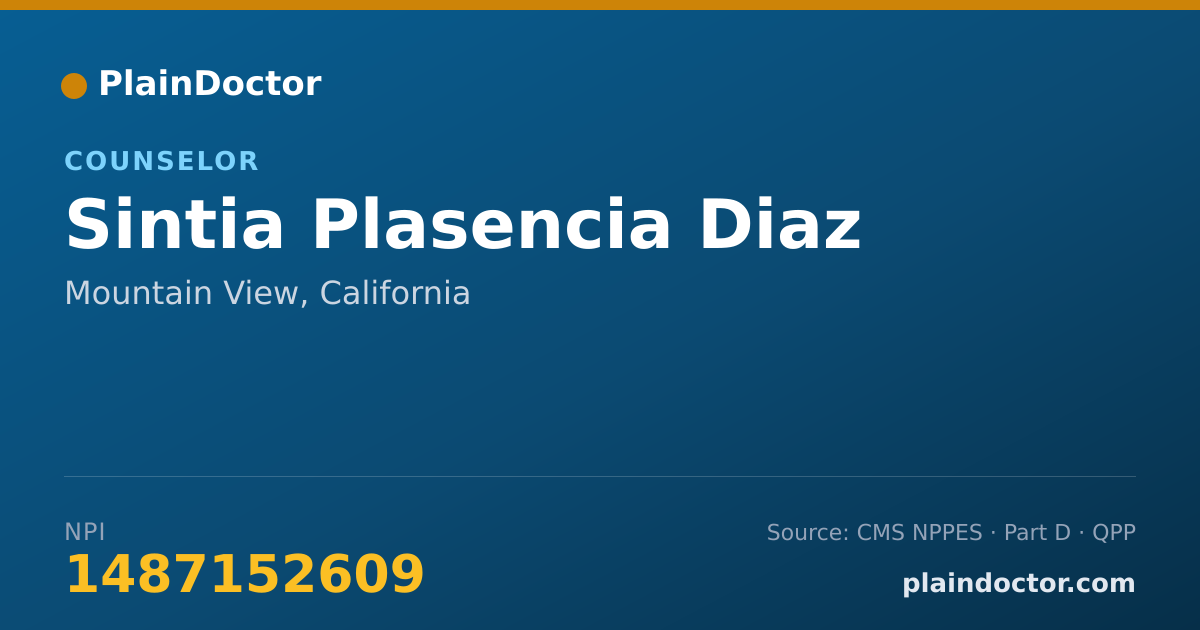 Shareable card for Sintia Plasencia Diaz - Counselor, Mountain View, CA