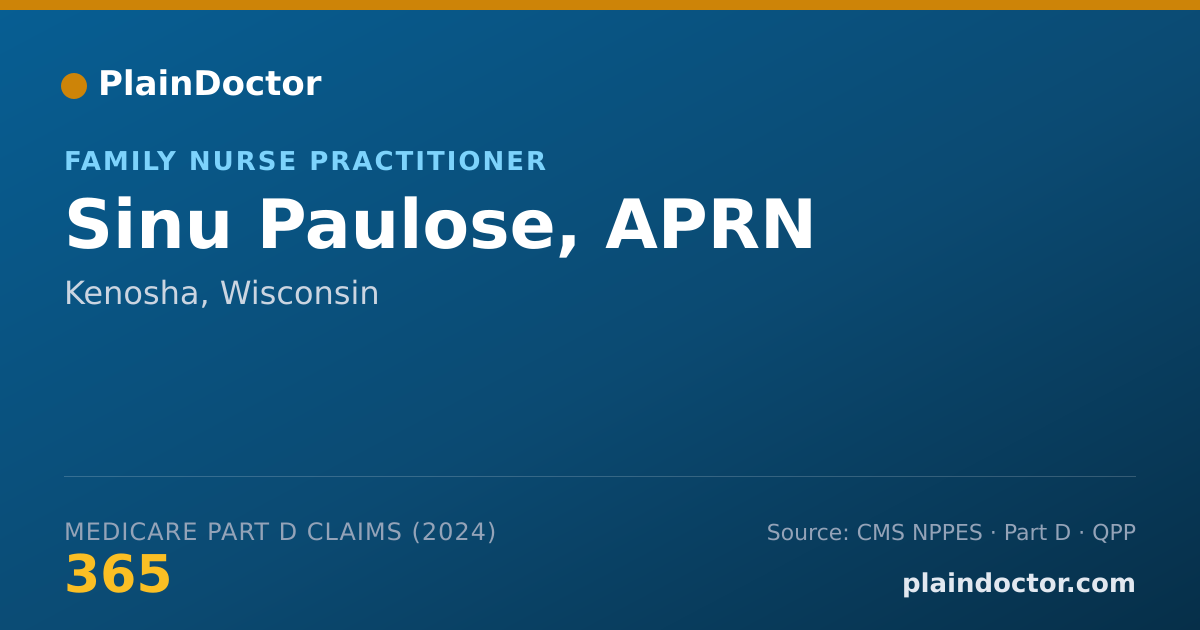 Shareable card for Sinu Paulose, APRN - Family Nurse Practitioner, Kenosha, WI